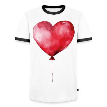 Herz Ballon Geburtstag Liebe - Männer Kontrast-T-Shirt - Weiß/Schwarz - Vorne - AI Model Female 172 light (172cm) & AI Model Male 178 dark (178cm)