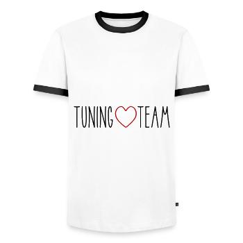 Tuning Team Heart - Men's Ringer Shirt - white/black - Front - AI Model Female 172 light (172cm) & AI Model Male 178 dark (178cm)