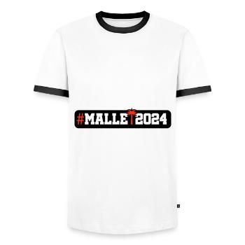 Malle 2024 - Männer Kontrast-T-Shirt - Weiß/Schwarz - Vorne - AI Model Female 172 light (172cm) & AI Model Male 178 dark (178cm)