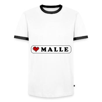 Malle Herz - Männer Kontrast-T-Shirt - Weiß/Schwarz - Vorne - AI Model Female 172 light (172cm) & AI Model Male 178 dark (178cm)