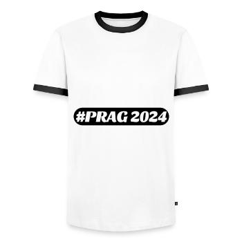 Prag 2024 - Männer Kontrast-T-Shirt - Weiß/Schwarz - Vorne - AI Model Female 172 light (172cm) & AI Model Male 178 dark (178cm)