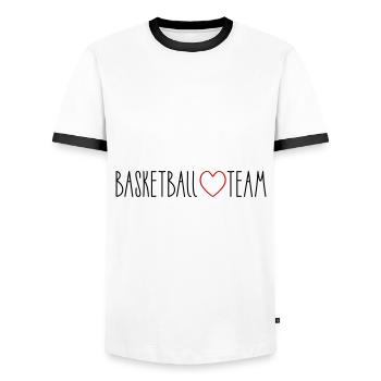 Basketball Team Heart - Men's Ringer Shirt - white/black - Front - AI Model Female 172 light (172cm) & AI Model Male 178 dark (178cm)