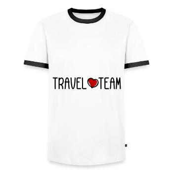 Équipe de voyage - T-shirt contrasté Homme - blanc/noir - Devant - AI Model Female 172 light (172cm) & AI Model Male 178 dark (178cm)