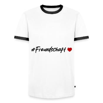 Friendship Heart - Men's Ringer Shirt - white/black - Front - AI Model Female 172 light (172cm) & AI Model Male 178 dark (178cm)