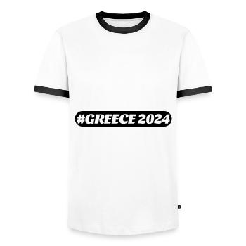 Greece 2024 - Männer Kontrast-T-Shirt - Weiß/Schwarz - Vorne - AI Model Female 172 light (172cm) & AI Model Male 178 dark (178cm)