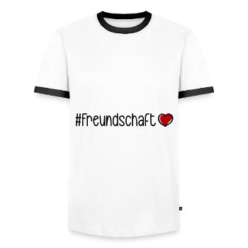 Friendship Heart - Men's Ringer Shirt - white/black - Front - AI Model Female 172 light (172cm) & AI Model Male 178 dark (178cm)