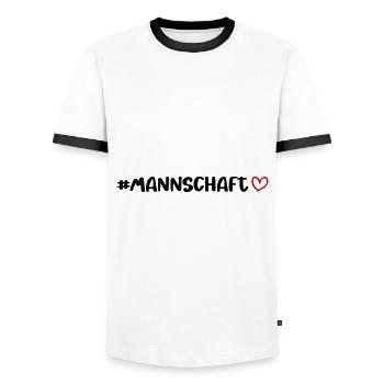Coeur d'équipe - T-shirt contrasté Homme - blanc/noir - Devant - AI Model Female 172 light (172cm) & AI Model Male 178 dark (178cm)