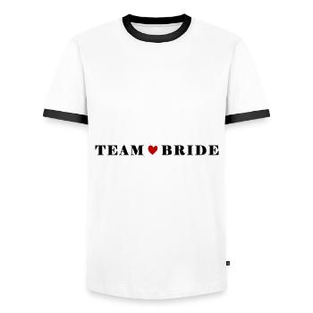 Team Bride Wedding - Men's Ringer Shirt - white/black - Front - AI Model Female 172 light (172cm) & AI Model Male 178 dark (178cm)