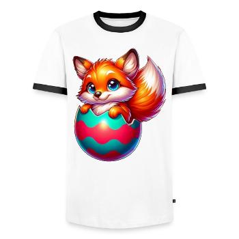 Hatching red fox from Easter egg - Men's Ringer Shirt - white/black - Front - AI Model Female 172 light (172cm) & AI Model Male 178 dark (178cm)