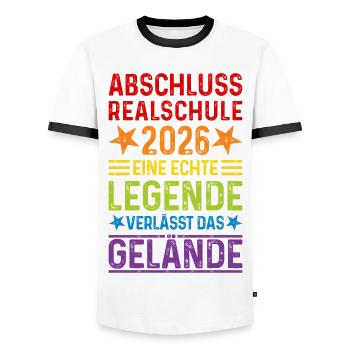 Graduation 2026 Realschule - Men's Ringer Shirt - white/black - Front - AI Model Female 172 light (172cm) & AI Model Male 178 dark (178cm)