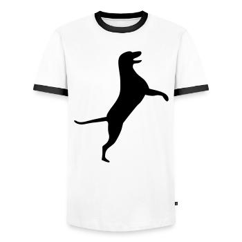 dog - Men's Ringer Shirt - white/black - Front - AI Model Female 172 light (172cm) & AI Model Male 178 dark (178cm)