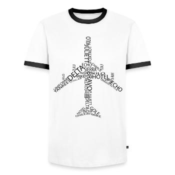 Avion B747 - T-shirt contrasté Homme - blanc/noir - Devant - AI Model Female 172 light (172cm) & AI Model Male 178 dark (178cm)