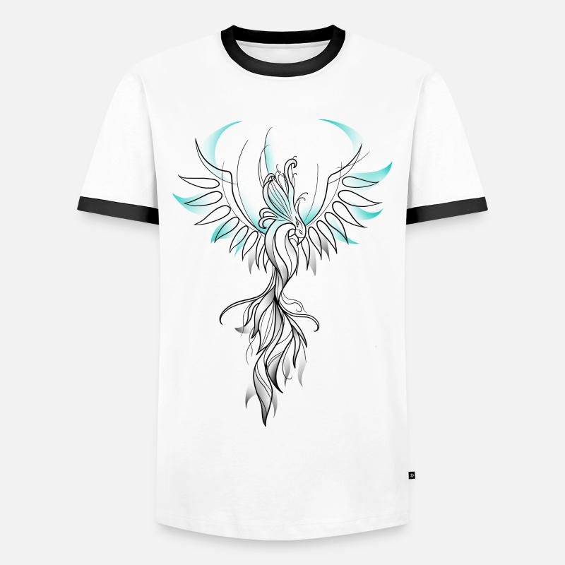 Phönix-Sketch türkis - Männer Kontrast-T-Shirt - Weiß/Schwarz