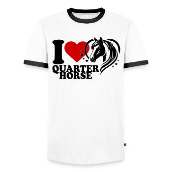 I love Pferd Quarter Horse - Men's Ringer Shirt - white/black - Front - AI Model Female 172 light (172cm) & AI Model Male 178 dark (178cm)