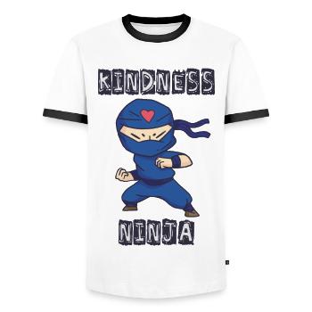 Kindness Ninja, Fight against Bullying - Men's Ringer Shirt - white/black - Front - AI Model Female 172 light (172cm) & AI Model Male 178 dark (178cm)