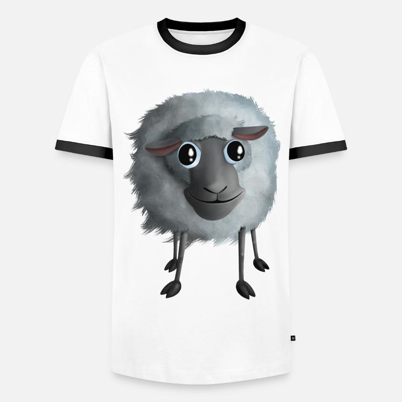 Süßes Schaf - Smiling - Männer Kontrast-T-Shirt - Weiß/Schwarz