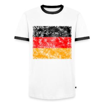 Germany Flag Vintage with Crunsh Effect - Men's Ringer Shirt - white/black - Front - AI Model Female 172 light (172cm) & AI Model Male 178 dark (178cm)