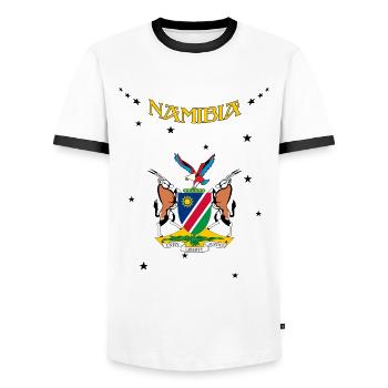 Namibia - Männer Kontrast-T-Shirt - Weiß/Schwarz - Vorne - AI Model Female 172 light (172cm) & AI Model Male 178 dark (178cm)