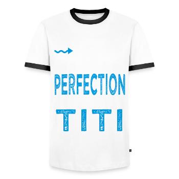la perfection adopte un Titi Cadeau Thierry Timoté - T-shirt contrasté Homme - blanc/noir - Devant - AI Model Female 172 light (172cm) & AI Model Male 178 dark (178cm)
