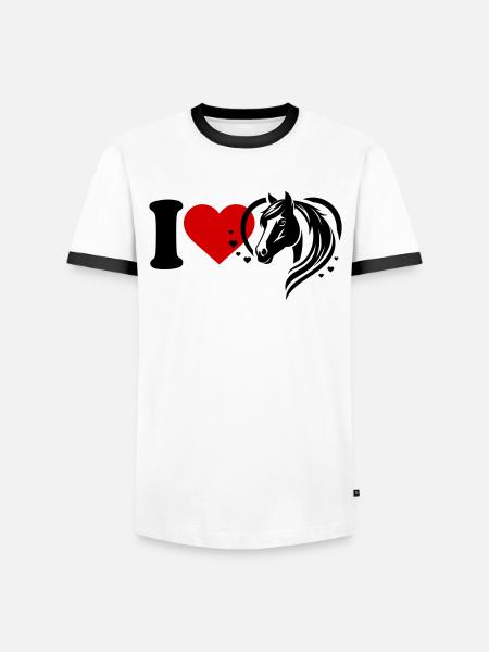 I love horses - Men's Ringer Shirt - white/black