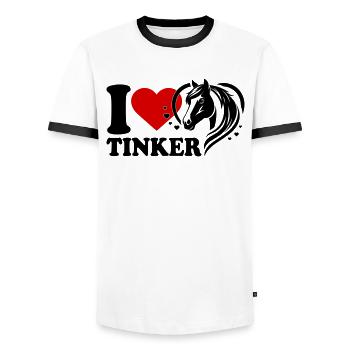 I love horse Tinker - Men's Ringer Shirt - white/black - Front - AI Model Female 172 light (172cm) & AI Model Male 178 dark (178cm)