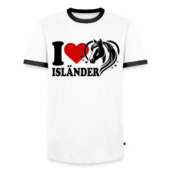 I love Pferd Isländer - Männer Kontrast-T-Shirt - Weiß/Schwarz - Vorne - AI Model Female 172 light (172cm) & AI Model Male 178 dark (178cm)