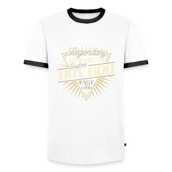 American Hot Rod Tshirt design - Men's Ringer Shirt - white/black - Front - AI Model Female 172 light (172cm) & AI Model Male 178 dark (178cm)