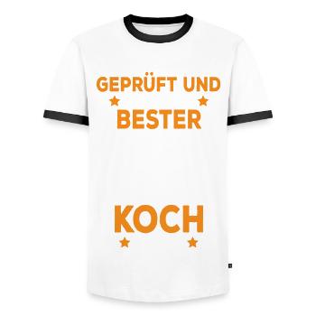 100% sicher bester Koch der Welt Köche Chefkoch - Männer Kontrast-T-Shirt - Weiß/Schwarz - Vorne - AI Model Female 172 light (172cm) & AI Model Male 178 dark (178cm)