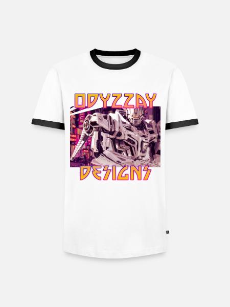 Odyzzay Mech Sunset - Männer Kontrast-T-Shirt - Weiß/Schwarz