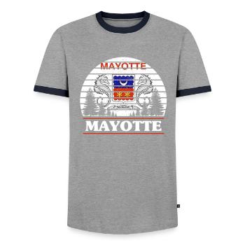 Mayotte - Men's Ringer Shirt - grey/navy  - Front - AI Model Female 172 light (172cm) & AI Model Male 178 light (178cm)
