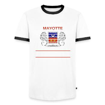 Mayotte - Männer Kontrast-T-Shirt - Weiß/Schwarz - Vorne - AI Model Female 172 light (172cm) & AI Model Male 178 dark (178cm)