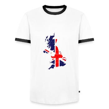 carte union jack | | du drapeau britannique | de Grande-Bretagne ROYAUME-UNI - T-shirt contrasté Homme - blanc/noir - Devant - AI Model Female 172 light (172cm) & AI Model Male 178 dark (178cm)