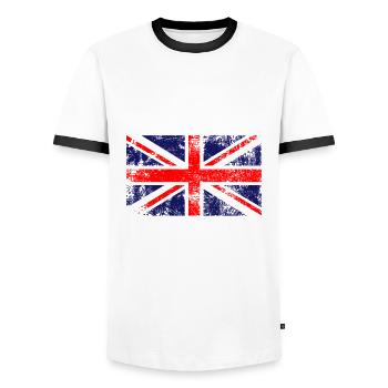 Union Jack Flag | UK Flag | British Flag - Men's Ringer Shirt - white/black - Front - AI Model Female 172 light (172cm) & AI Model Male 178 dark (178cm)