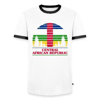 République centrafricaine - T-shirt contrasté Homme - blanc/noir - Devant - AI Model Female 172 light (172cm) & AI Model Male 178 dark (178cm)