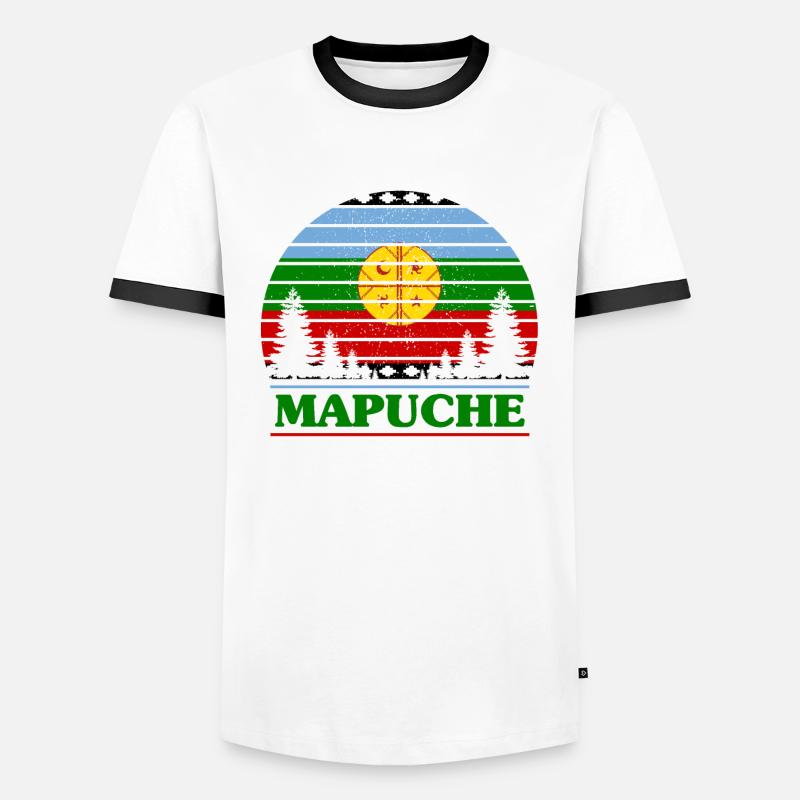 Mapuche - Männer Kontrast-T-Shirt - Weiß/Schwarz