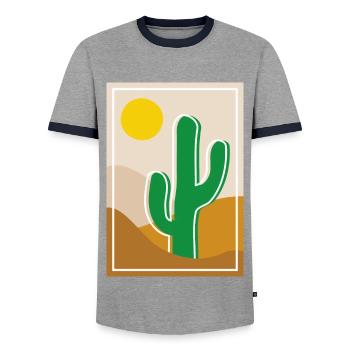 Cactus dans le désert - T-shirt contrasté Homme - gris/marine  - Devant - AI Model Female 172 light (172cm) & AI Model Male 178 light (178cm)