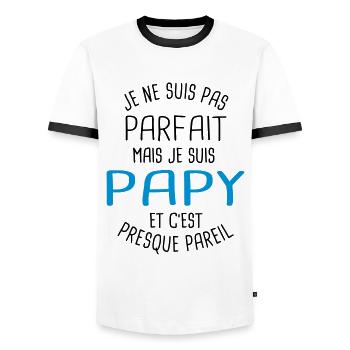 Pas parfait mais papy - T-shirt contrasté Homme - blanc/noir - Devant - AI Model Female 172 light (172cm) & AI Model Male 178 dark (178cm)