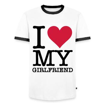 Ich liebe meine Freundin - Männer Kontrast-T-Shirt - Weiß/Schwarz - Vorne - AI Model Female 172 light (172cm) & AI Model Male 178 dark (178cm)