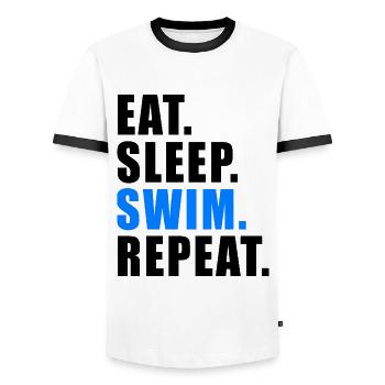 EAT SLEEP SWIM REPEAT GIFT SWIMMER SWIMMING - T-shirt contrasté Homme - blanc/noir - Devant - AI Model Female 172 light (172cm) & AI Model Male 178 dark (178cm)