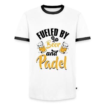 Paddle Tennis Paddle Paddle Tennis Padel Tennis - T-shirt contrasté Homme - blanc/noir - Devant - AI Model Female 172 light (172cm) & AI Model Male 178 dark (178cm)