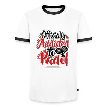 Paddletennis Paddel Padeln Tennis Padeltennis - Männer Kontrast-T-Shirt - Weiß/Schwarz - Vorne - AI Model Female 172 light (172cm) & AI Model Male 178 dark (178cm)