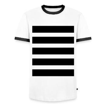 Stripe Horizontal Stripe Striped Bee Costume - Men's Ringer Shirt - white/black - Front - AI Model Female 172 light (172cm) & AI Model Male 178 dark (178cm)