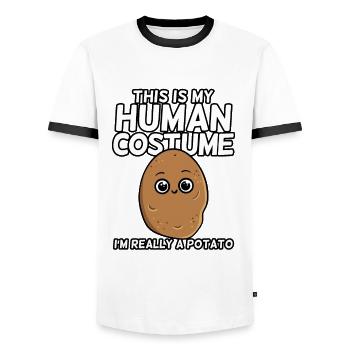 I'm Really A Potato - Männer Kontrast-T-Shirt - Weiß/Schwarz - Vorne - AI Model Female 172 light (172cm) & AI Model Male 178 dark (178cm)