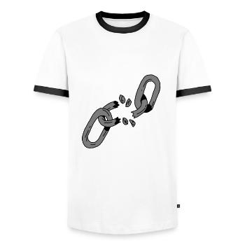 Broken Chain - Men's Ringer Shirt - white/black - Front - AI Model Female 172 light (172cm) & AI Model Male 178 dark (178cm)