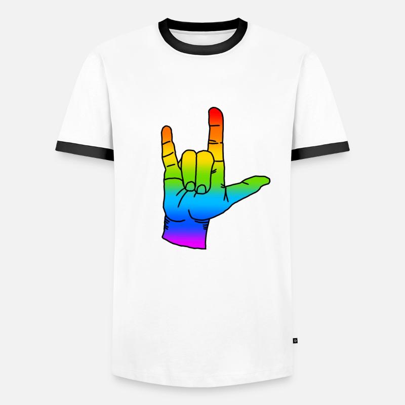 Regenbogen Rock n Roll - Männer Kontrast-T-Shirt - Weiß/Schwarz