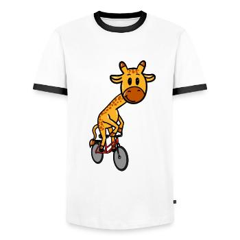 Girafe à vélo - T-shirt contrasté Homme - blanc/noir - Devant - AI Model Female 172 light (172cm) & AI Model Male 178 dark (178cm)