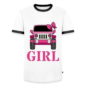 Off Road Girl - Männer Kontrast-T-Shirt - Weiß/Schwarz - Vorne - AI Model Female 172 light (172cm) & AI Model Male 178 dark (178cm)
