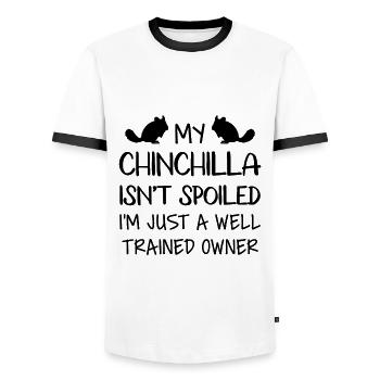 My Chinchilla Isn't Spoiled - Men's Ringer Shirt - white/black - Front - AI Model Female 172 light (172cm) & AI Model Male 178 dark (178cm)