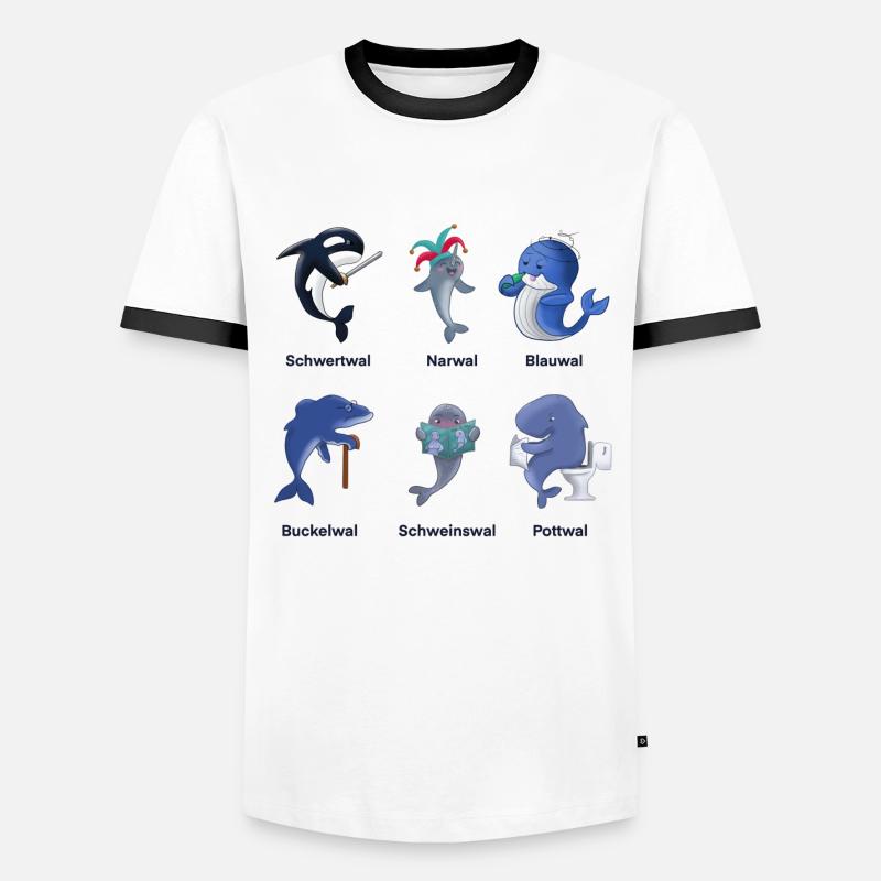 Wal Wale als lustiger Comic - Männer Kontrast-T-Shirt - Weiß/Schwarz