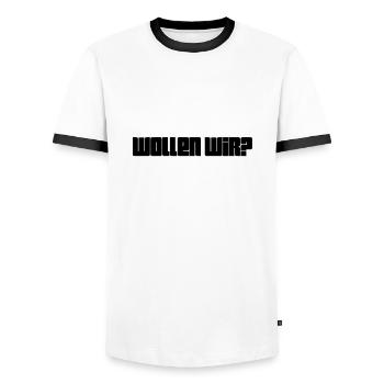 hast du Lust? - Männer Kontrast-T-Shirt - Weiß/Schwarz - Vorne - AI Model Female 172 light (172cm) & AI Model Male 178 dark (178cm)